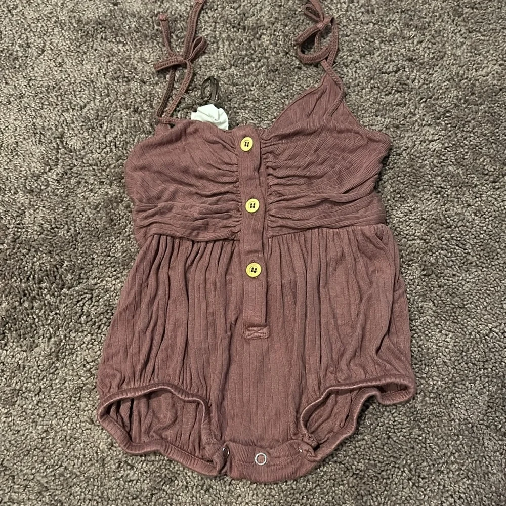 Kate Quinn the woods beechwood modal bamboo spaghetti tie ruched purple romper